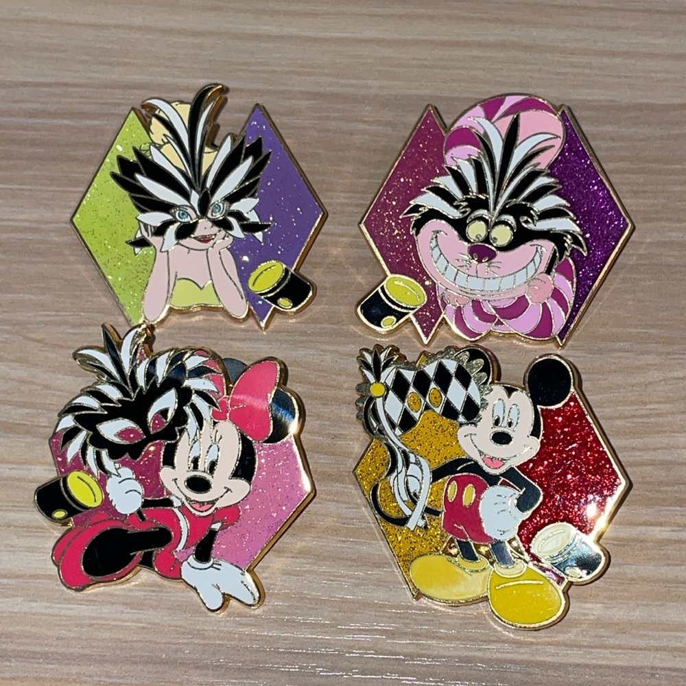 Disney WDW Spotlight Collection Masquerade Pins Limited Edition Set/4